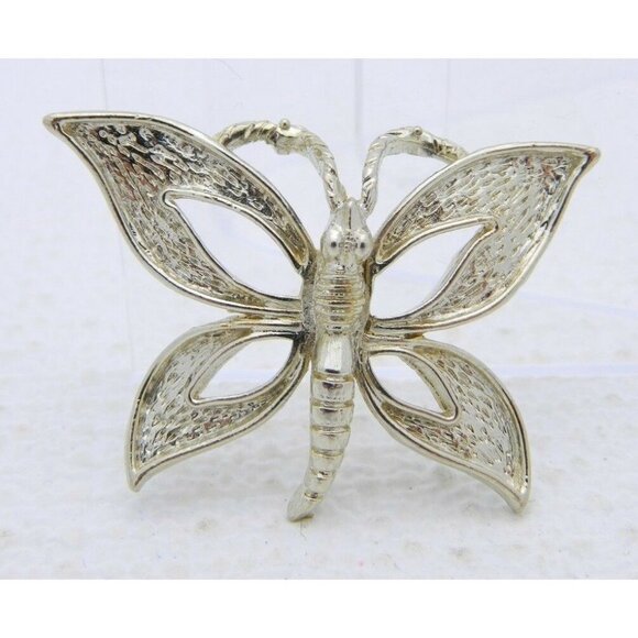 FLORENZA Signed Gold Tone Butterfly Pendant - Picture 1 of 4